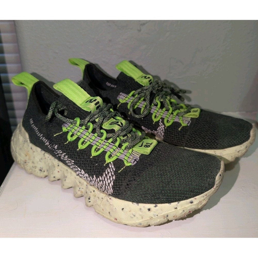 Nike Space Hippie 01 Women's 5.5 Black Volt Green Crater DJ3056-300 Sneakers